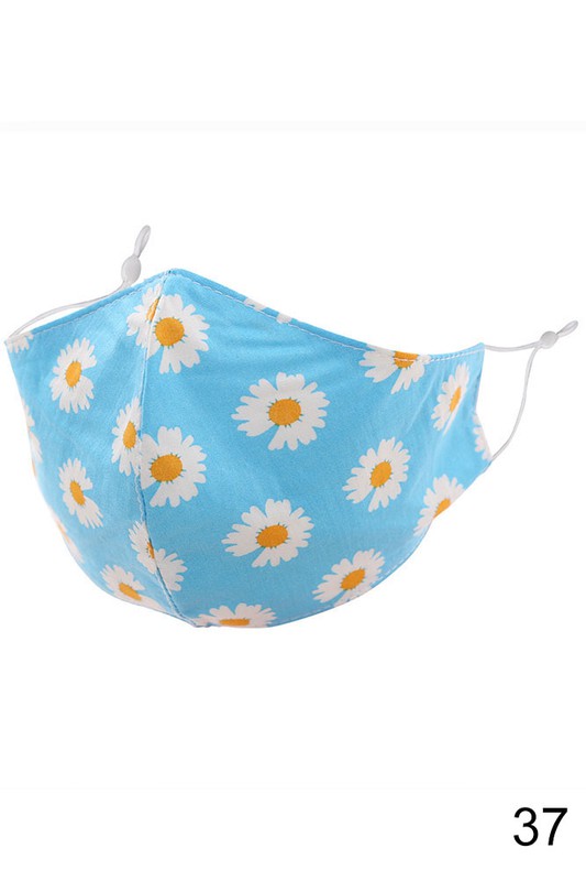 Cotton Fabric Reusable Washable Protective Face Mask Floral Fabric Lined