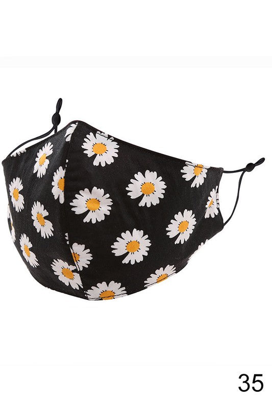 Cotton Fabric Reusable Washable Protective Face Mask Floral Fabric Lined