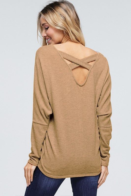 Fall leaves Long Sleeved Back Lace Up Top