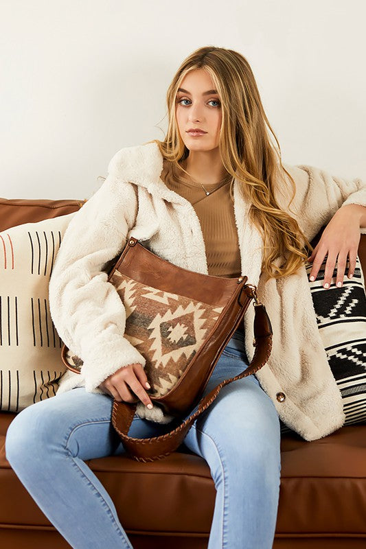 Chloe Vegan Leather Trim Crossbody Handbag from Jen & Co