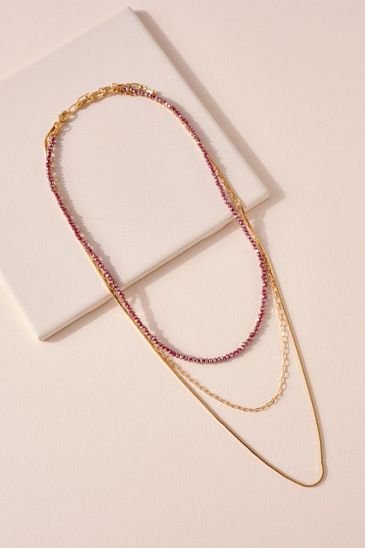 Layered Glass Bead Chain Necklace