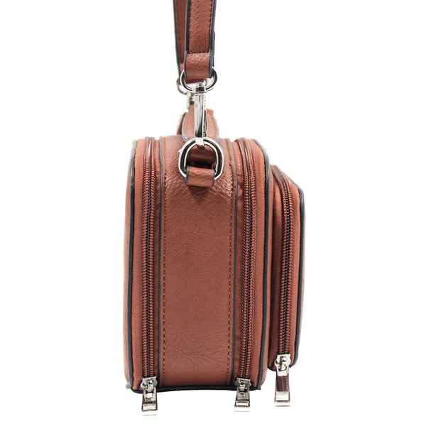 Kelsey Crossbody Handbag Camel side view Oprah's favorite things.