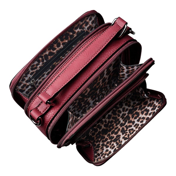 Kelsey Crossbody Handbag Red Open view Oprah's favorite things.