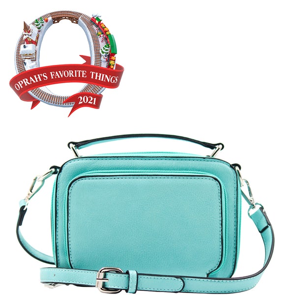 Kelsey Crossbody Handbag Teal Front view Oprah's favorite things.