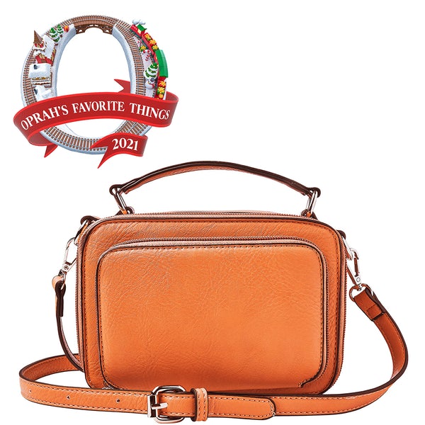 Kelsey Crossbody Handbag Orange Front view Oprah's favorite things.