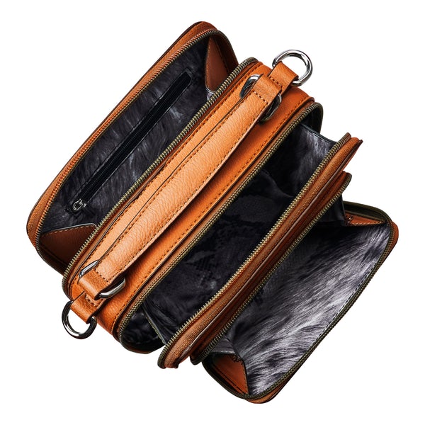 Kelsey Crossbody Handbag Orange Open view Oprah's favorite things.