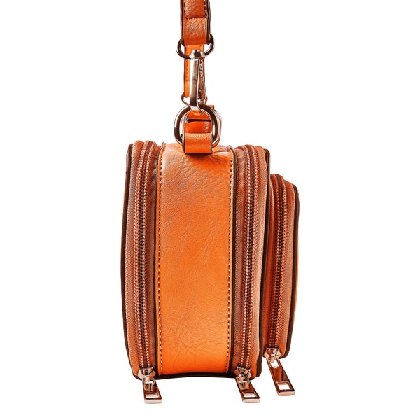 Kelsey Crossbody Handbag Orange side view Oprah's favorite things.