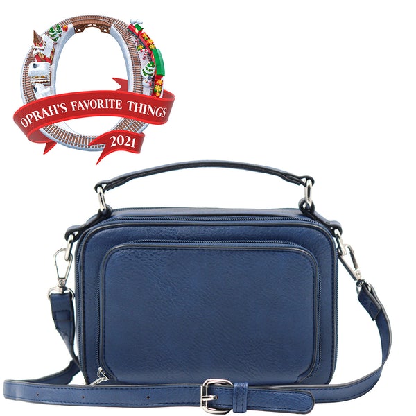 Kelsey Crossbody Handbag Navy Front view Oprah's favorite things.