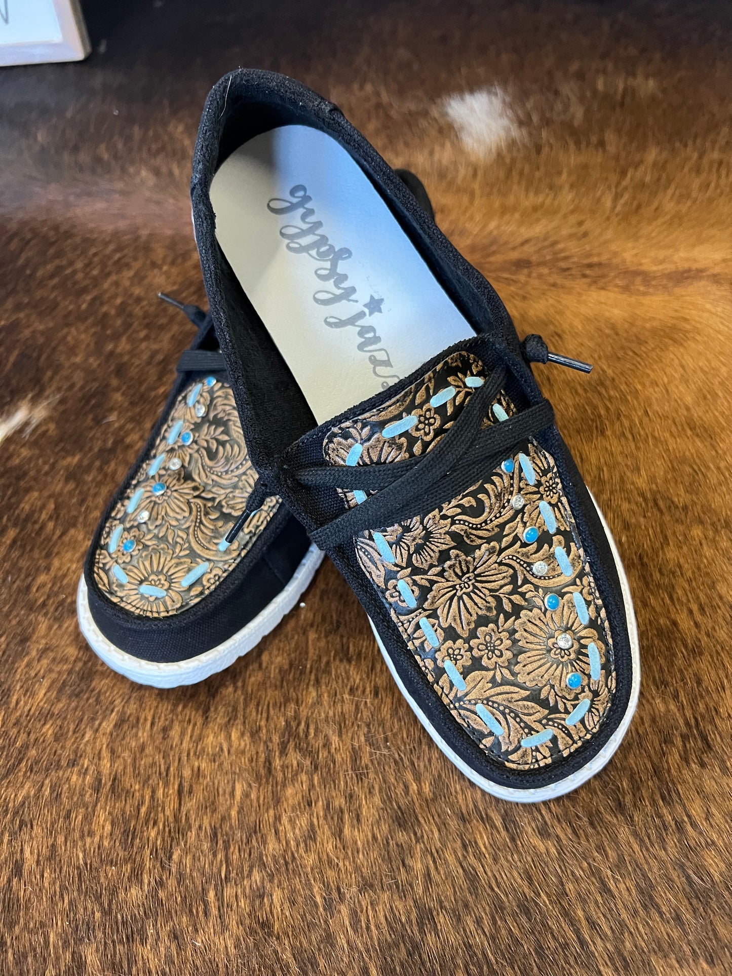 Gypsy Jazz Women’s Vivian Black Slip On Shoes Canvas Faux Leather Size 6-11