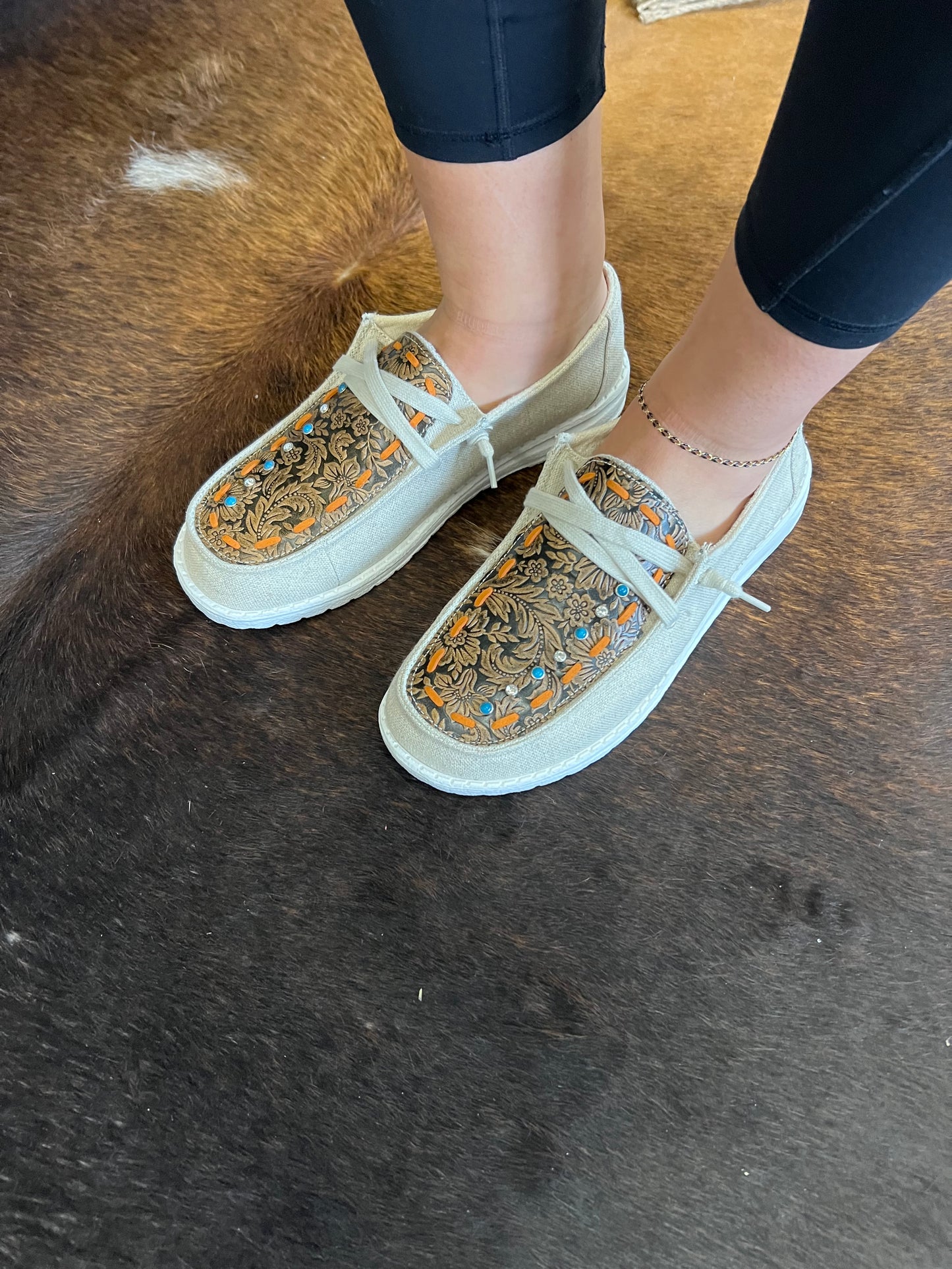 Gypsy Jazz Women’s Vivian Natural Slip On Shoes Canvas Faux Leather Size 6-11