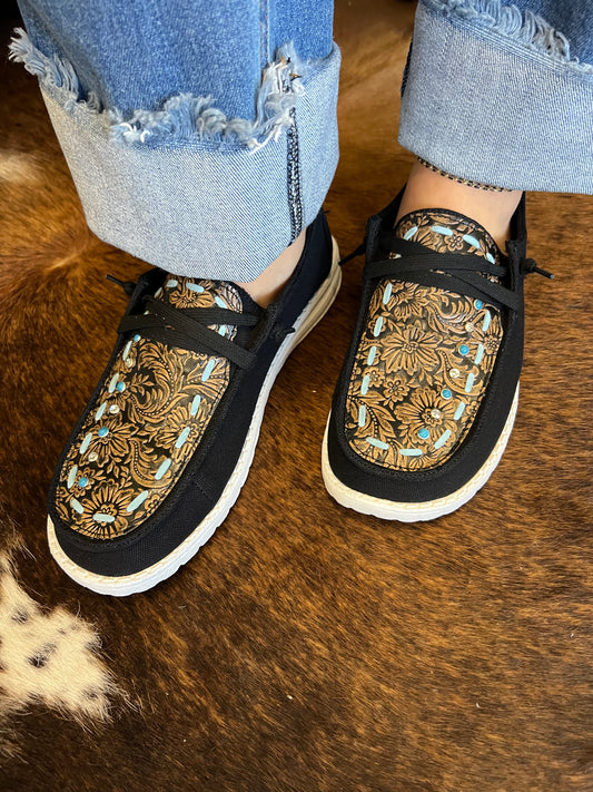 Gypsy Jazz Women’s Vivian Black Slip On Shoes Canvas Faux Leather Size 6-11