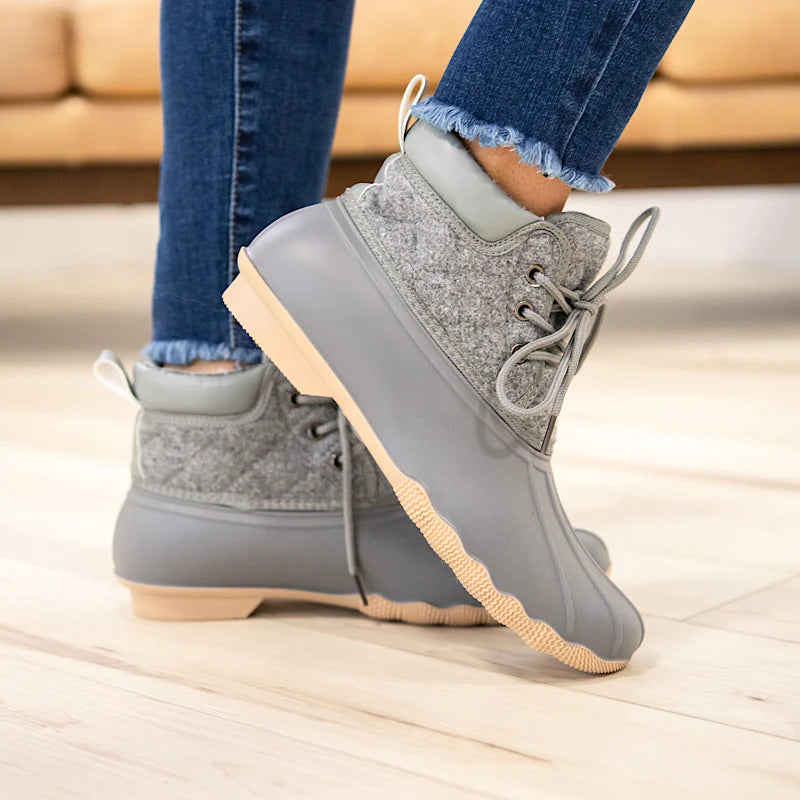 Gypsy Jazz Very G Quack Rubber Mud Snow and Rain boots in Gray.