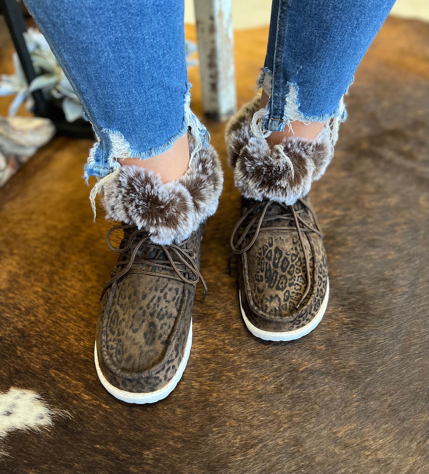 Gypsy Jazz Very G Fancy Leopard Fur Top Bootie Taupe