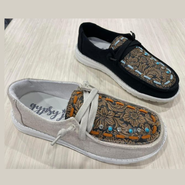 Gypsy Jazz Women’s Vivian Natural Slip On Shoes Canvas Faux Leather Size 6-11