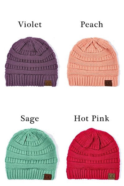 CC Beanie Solid Ribbed Beanie Hat
