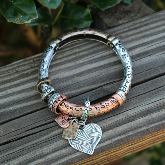 Inspirational Copper & Silver Stretch Bracelet