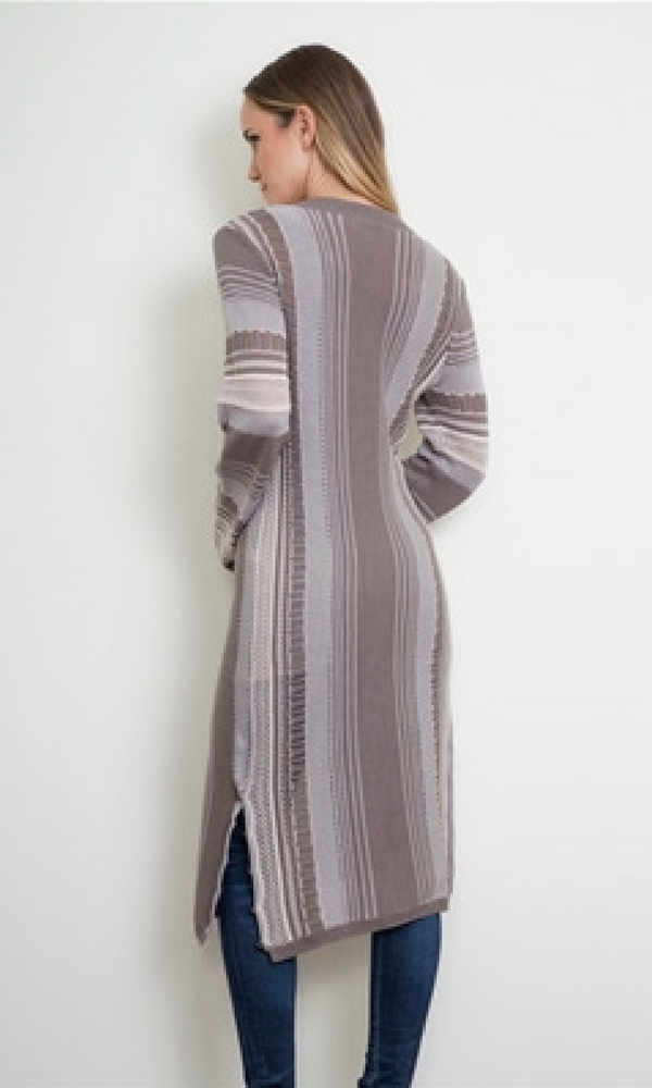 LONG BUTTON STRIPE CARDIGAN by Simply Noelle