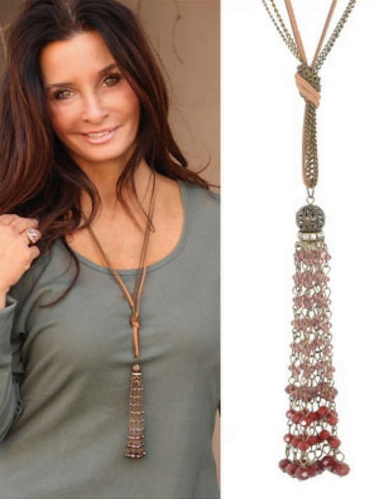 Long Crystal Tassel Necklace by Simply Noelle