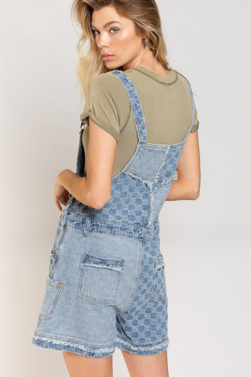 Patchwork Denim Jean Overall Shorts