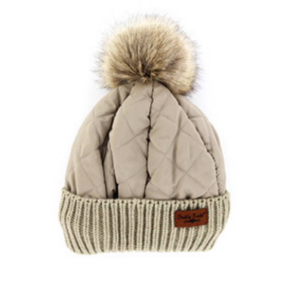 Britt's Knits Quilted Puff Hat with Pom