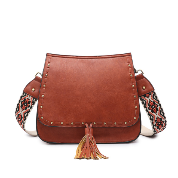 Bailey Rustic Crossbody with Studded Detail & Fringe Tassel Handbag Jen & Co