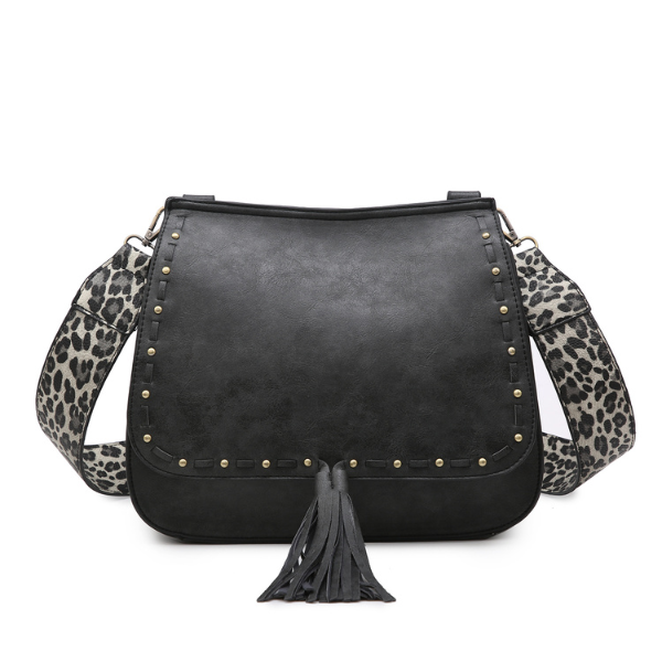 Bailey Rustic Crossbody with Studded Detail & Fringe Tassel Handbag Jen & Co