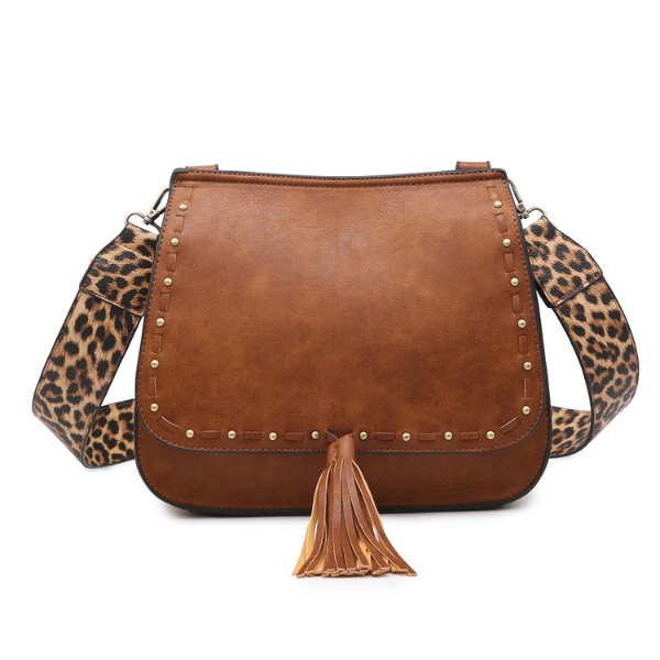 Bailey Rustic Crossbody with Studded Detail & Fringe Tassel Handbag Jen & Co