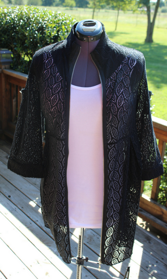 Simply Noelle Women's Leaf Weave Jacket in Black or Sky