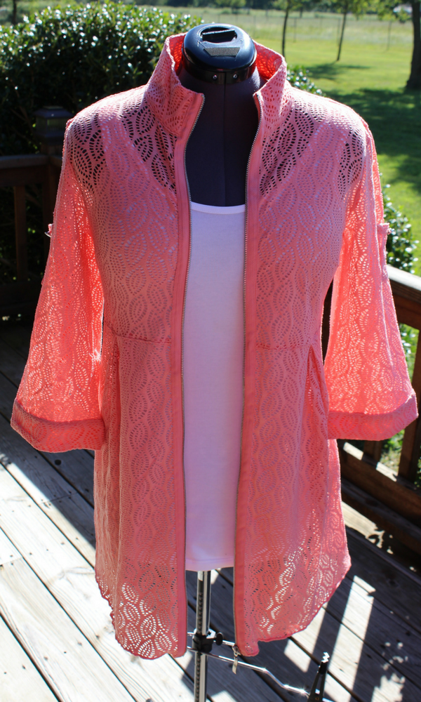 Women's Leaf Weave Jacket in Coral or Melon