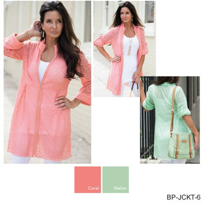 Women's Leaf Weave Jacket in Coral or Melon