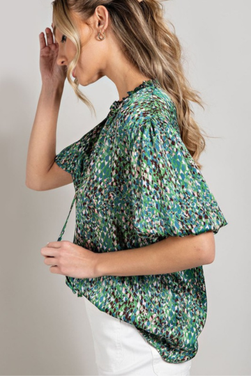e:esome Women’s Tie Front Short Sleeve Blouse Top Polyester Size S-L