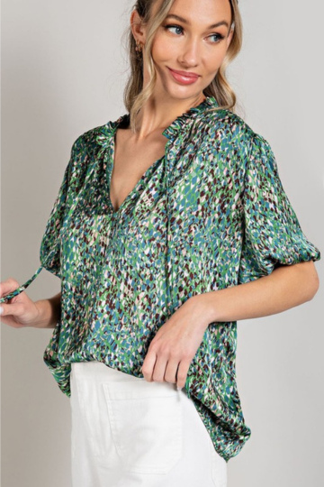 e:esome Women’s Tie Front Short Sleeve Blouse Top Polyester Size S-L