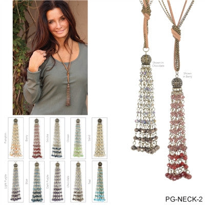 Long Crystal Tassel Necklace by Simply Noelle
