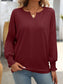 Blueberi B Women's Textured Notched Lantern Sleeve T-Shirt Polyester Spandex Size S-2XL