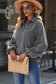 Blueberi B Women’s Quarter-Snap Collared Long Lantern Sleeve Sweatshirt Polyester Elastane Size S- 2XL