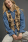 Umgee mix patterned sherpa tie-front vest in ecru mix with brown pattern