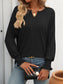 Blueberi B Women's Textured Notched Lantern Sleeve T-Shirt Polyester Spandex Size S-2XL