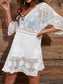 Blueberi B Women's Lace Detail Plunge Cover-Up Dress Rayon Polyester One Size