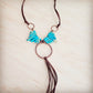 Imperial Jasper Slab Necklace w/ Copper Hoop & Tassel 252h