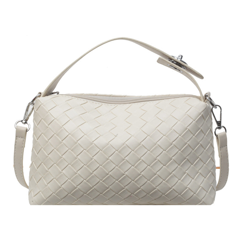 Mia Vegan PU Leather Basket Weave Convertible Crossbody Handbag