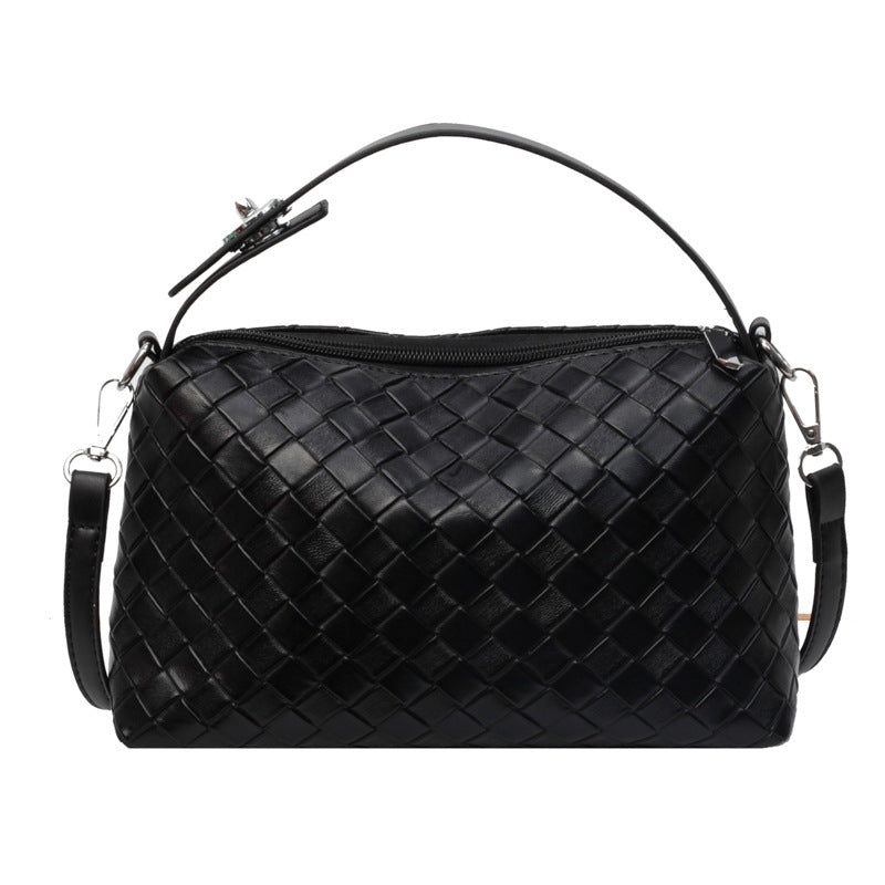 Mia Vegan PU Leather Basket Weave Convertible Crossbody Handbag