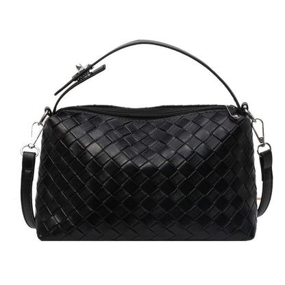 Mia Vegan PU Leather Basket Weave Convertible Crossbody Handbag