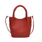 Drew Soft Pebbled Vegan Leather Mini Bucket Crossbody Tote with Removable Mini Pouch | Black, Bone, Red