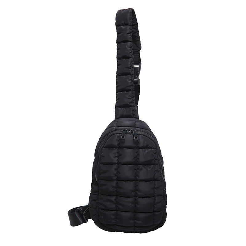 Skyler Quilted Puffer Nylon Sling Bag with Double D-Ring Clasps