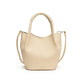 Drew Soft Pebbled Vegan Leather Mini Bucket Crossbody Tote with Removable Mini Pouch | Black, Bone, Red