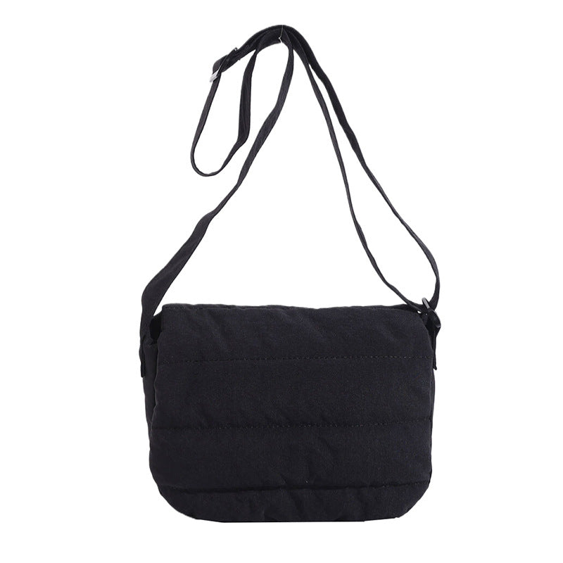 Afton Quilted Puffer Easy-Wipe Nylon Foldover Crossbody Bag with Magnetic Clasp | Almond, Black, Gray, Olive