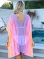 Blueberi B Women's Openwork Contrast V-Neck Cover-Up Polyester One Size