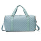 Zahra Quilted Water-Resistant Oxford Weekender Travel Bag with Shoe Compartment & Luggage Sleeve | Bisque, Black, French Blue