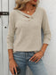 Blueberi B Women's Ribbed V-Neck Long Sleeve T-Shirt Rayon Polyester Size S-2XL
