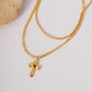 Women’s 18K Gold-Plated Double Layered Cross Necklace